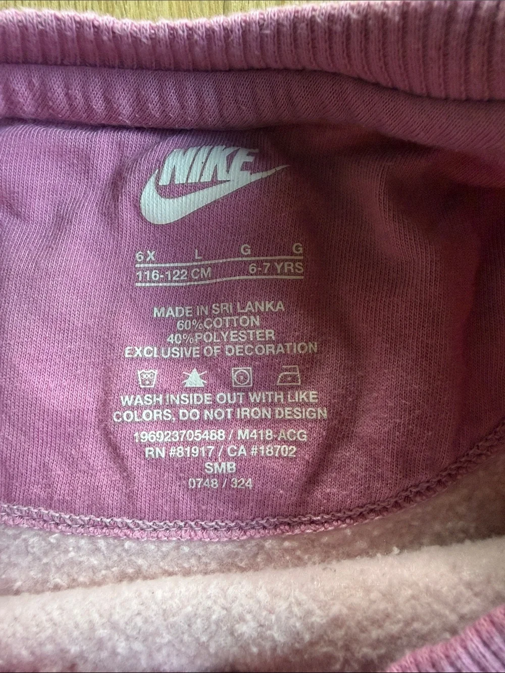 Nike Pink Striped Crew Sweatshirt with Hot Pink Logo